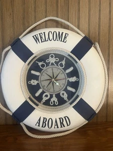 Welcome Aboard Lifesaver Float Nautical Decor Bar Cutty Dark Wheel Knots (FF) - Picture 1 of 6