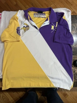 NFL Team Apparel Men's Minnesota Vikings Rugby Polo Stripe Shirt Polo Size XL - Image 1 of 4