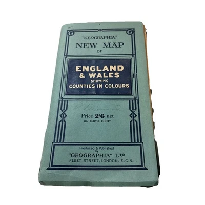 Vintage Geographia new map of main roads of England and Wales approx 1940s/50s Foto 1 de 2