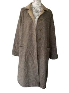 Vintage Diolen Reversible Wool Trench Coat Men’s Size 44 - Picture 1 of 16