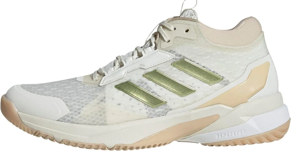 Size 7.5 - Adidas Crazyflight 6 Indoor Mid Off White Gold Metallic W