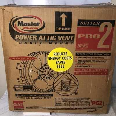 Master Flow Power Attic Vent 1540 CFM ventilación de montaje a dos aguas en molino plata PG2 GAF Foto 1 de 4