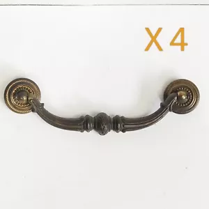 4 Vintage Keeler Brass Drop Bail Drawer Pull 5.5" cc Dresser Hardware N3055 - Picture 1 of 19