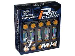 Project Kics R40 Iconix Lug Nuts -14x1.50 Neo Chrome w/Gold Caps (16 Lugs + 4 Lo - Picture 1 of 1