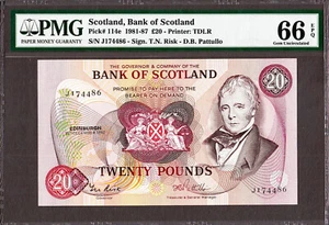 Schottland 20 Pounds 15th December 1987 Pick-114e GEM UNC PMG 66 EPQ - Bild 1 von 2