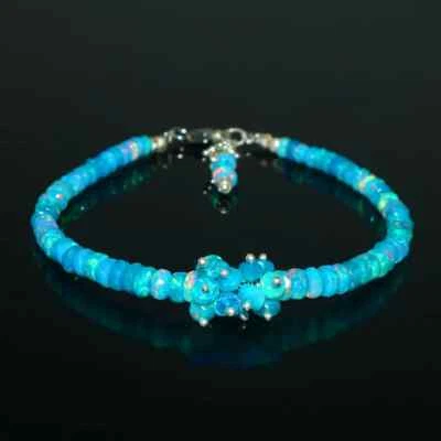 Pulsera de ópalo Paraiba etíope ópalo natural facetado pulsera de ópalo Paraiba Foto 1 de 4