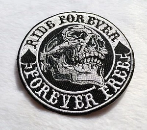 Biker Patch Ride Forever Free Skull Aufnäher Kutte Aufbügler Skull Totenkopf - Bild 1 von 1