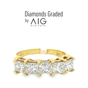 AIG Certified 2.20 CT VS1 to VS2 Diamond Ring Princess Cut 14K Yellow Gold - Picture 1 of 4