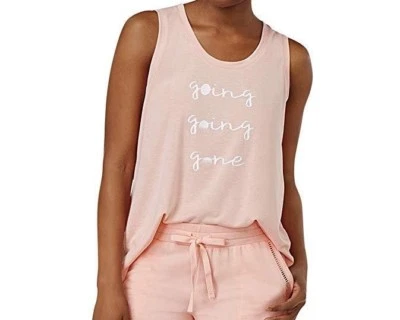 Camiseta Top Pijama Para Mujer Alfani Estampado Gráfico "Going Going Gone" Melocotón Nueva Con Etiquetas Talla XS Foto 1 de 4