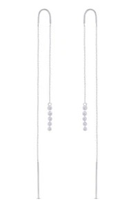 1/5ct Threder Drop Earrings Natural Round Diamond 14K Solid Gold - Picture 1 of 19