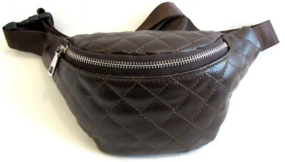 Quilted Pattern Soft Faux Leather Fanny Pack Waist Bag One Zipper Pocket 5 Color - Image 1 of 4