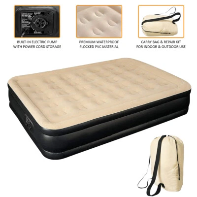 Double High Raised Inflatable Air Bed Mattress Built in Electric Pump Camping - Image 1 of 4