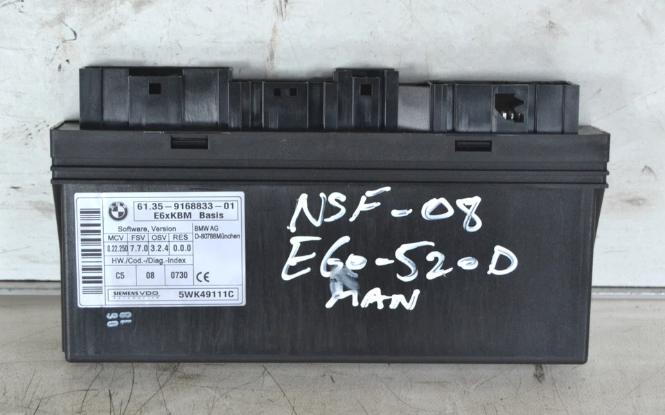 BMW 5 Series Body Control Module 5WK49111C 6135-9168833-01 E60 E61 2008 - Image 1 of 1