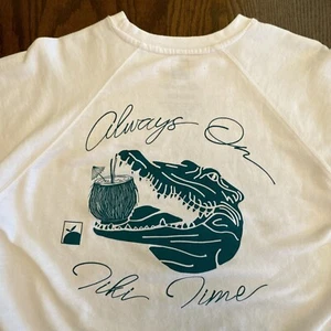 Flomotion Always On Tiki Time Sweatshirt Men’s Medium Alligator White Upcycled - Picture 1 of 6
