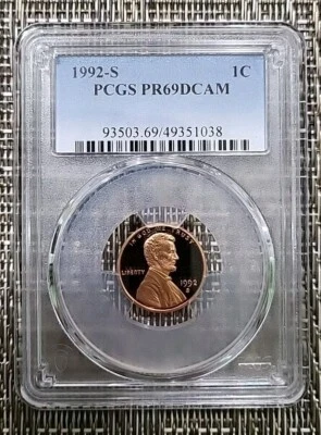 1992 S 1C Lincoln Cent Proof PCGS PR69DCAM *SL124 - Image 1 of 3