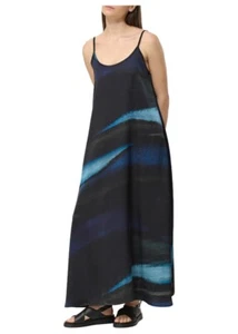HUMILITY abito donna svasato stampa blu/azzurro tye&dye BACHIRA-T MADE IN ITALY - Imagen 1 de 5