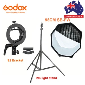 Godox Octagon 95cm Grid Softbox+2m Light Stand+S2 Bracket For Speedlite/Studio - Picture 1 of 12