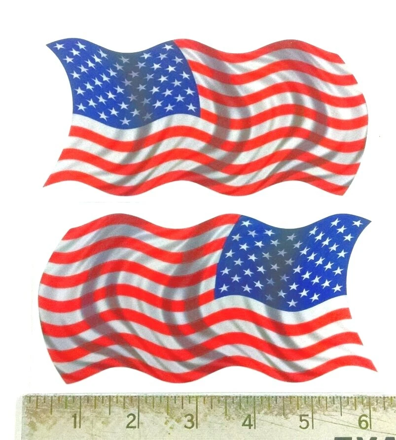 USA Waving Flags reflective pair stickers decals 6"x3" each - Image 1 of 1