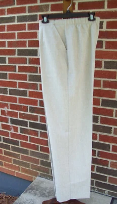 Pantalón de vestir Blair frente plano elástico trasero tejido de lino beige talla 14 Foto 1 de 4
