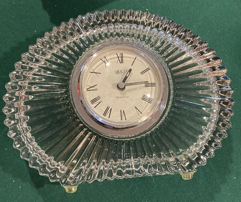 Mikasa Lead Crystal Mantel Clock-Spiral Crescent Style Collectible Decor GERMANY Cover