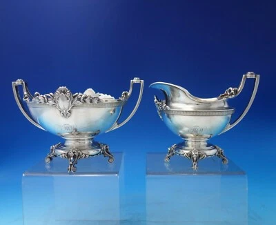 Lion by Tiffany and Co Sterling Silver Sugar Creamer Set 2pc GW c.1870 (#5901) Foto 1 de 4