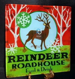 Prima Designs dekorative Glasschale 5,75" quadratisch Weihnachten Rentier Roadhouse - Bild 1 von 3