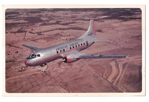AMERICAN AIRLINES Airplane Plane IN FLIGHT Route of Flagships Postcard - Bild 1 von 2