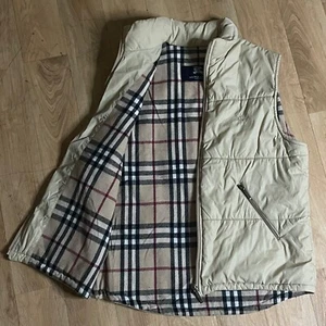 BURBERRY LONDON QUILTED NOVA CHECK VEST PUFFER BOY waistcoat kids beige SIze 12 - Picture 1 of 16