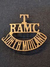 T RAMC SOUTH MIDLAND TERRITORIAL SHOULDER TITLE BADGE ON LUGS GENUINE