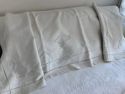 linge ancien Drap De Mariage Lin Bi TRAVAILLÉ Avec Retour Monogrammes GD Ou G O - Photo 1/4