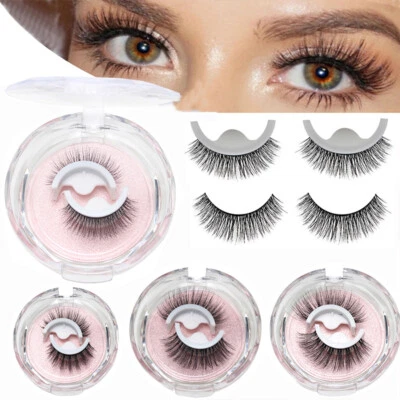1/3Pairs Reusable Self-Adhesive Eyelashes Natural Multiple Reversible Glue-Fr 」 - Image 1 of 4