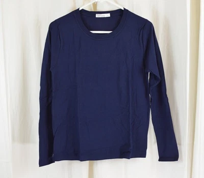 Hanes Women's Originals Long Sleeve Cotton T-Shirt Navy Blue Size Small - Image 1 of 3