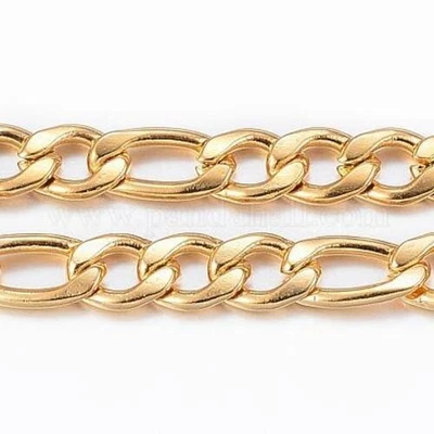 3ft Gold tone Stainless Steel Figaro Link Chain 4mm Jewelry Making Findings N68 - Image 1 of 3