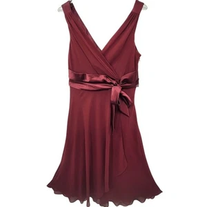 Vestido Evan Picone Vintage Y2K Gasa Cuello en V Sin Mangas Ajuste Formal Acampanado Talla 14 - Imagen 1 de 15