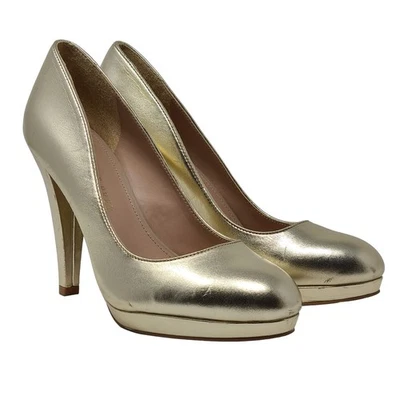 SHOES OF PREY Tacones Plataforma Metálicos Dorado Claro Para Mujer 7.5N Estrechos Foto 1 de 4