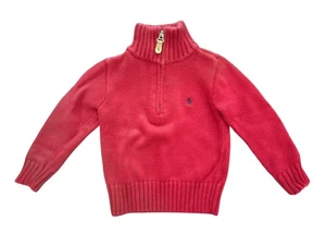 Polo Ralph Lauren Boys 100% Cotton Zip Turtleneck Sweater in Red Size 3T - Picture 1 of 5