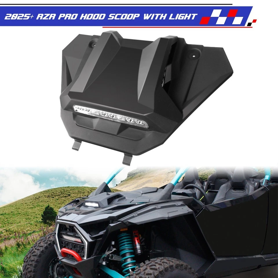 Black Hood Scoop with Light Compatible with Polaris RZR PRO XP/PRO R/PRO S 2025 Foto 1 de 4