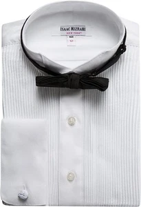 Isaac Mizrahi Boy's 100% Cotton Long Sleeve Wing Tip Collar Tuxedo Shirt - Picture 1 of 3