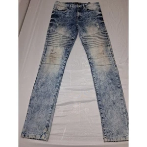 Southpole Mens Skinny Fit y2k Jeans Size 32x32 Blue Acid Wash Distressed Denim - Picture 1 of 13