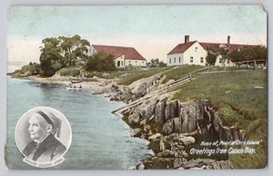 Grüße aus Casco Bay ME Maine, Harriet Beecher Stowe um 1910 antike Postkarte - Bild 1 von 2