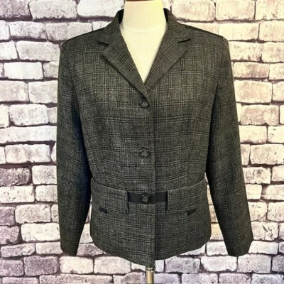 Dressbarn черный и белый клетку с лентой декор куртка размер 14 - Изображение 1 из 4