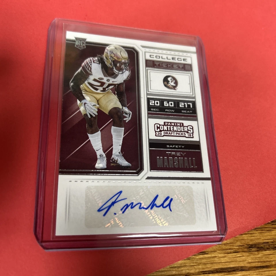 2018 Panini Contenders Draft Trey Marshall College Ticket Rookie RC Auto #252 - Image 1 of 1