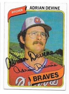 ADRIAN DEVINE 1980 TOPPS AUTOGRAPHED SIGNED # 528 ATLANTA BRAVES 