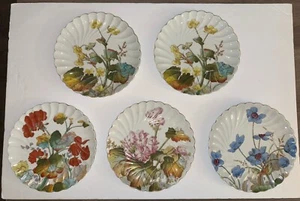 Vintage Charles Ahrenfeldt (CA) Limoges Flower Plates Mixed Set Of 5 - Picture 1 of 13