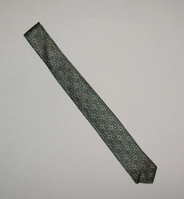 Old Vtg Original 1950s Dazzling Skinny Tie Gray White Red Printed Rayon Acetate - Image 1 of 4