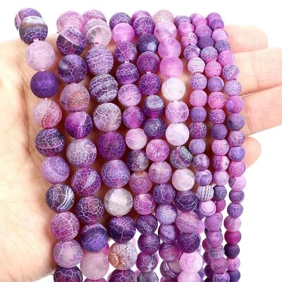 4mm 6mm 8mm 10mm 12mm Agate Natural Gemstone Round Spacer Beads Jewelry Making  - Image 1 of 4