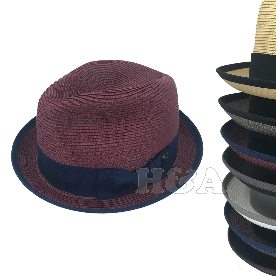 Para hombres Primavera Verano Viaje Aplastable 2 Tonos Derby Fedora Upturn Ala Rizada Sombrero  Foto 1 de 1