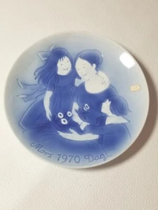 1970 Desiree Denmark Mors Dag Plate Mother's Day Child 7.5" Blue White 1st Ed  - Picture 1 of 5
