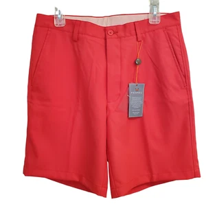 NEW Fennec Mens 33 x 8.5" Golf Tech Shorts Flat front Wicking Color Tiger Coral - Picture 1 of 11