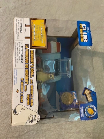 Disney Club Penguin 5pc Playset Herbert's Drill Herbert P Bear Figure + Coin Cover